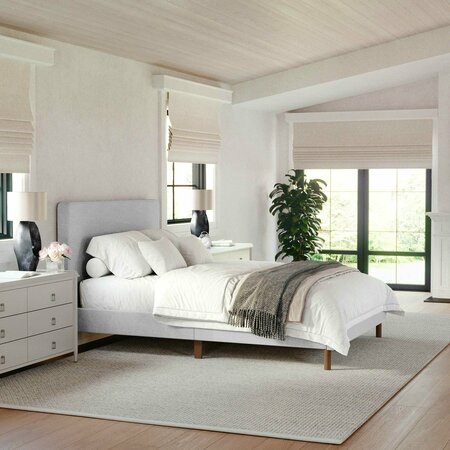 MARTHA STEWART Britta Full Upholstered Platform Bed w/Rounded Headboard, Piped Detailing/Cushioned Siderails, Gray TW-3WDB01B-F-GY-MS